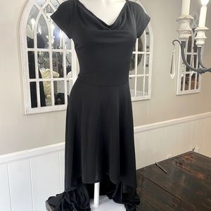 Short sleeve high low stretchy plus size black dress
